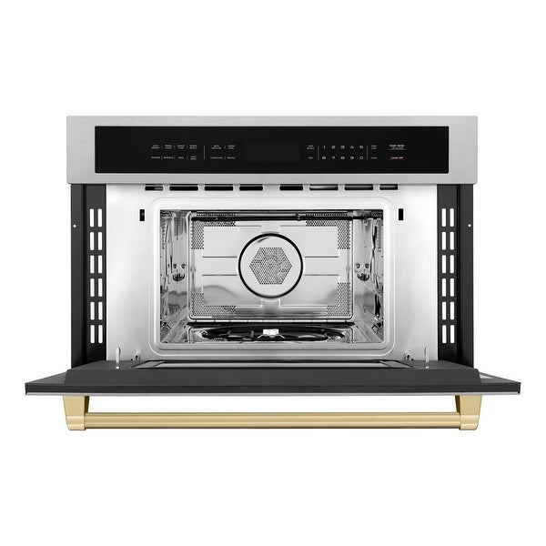 ZLINE 30” 1.6 cu ft. Built-in Convection Microwave Oven in Fingerprint Resistant Stainless Steel and Champagne Bronze Accents