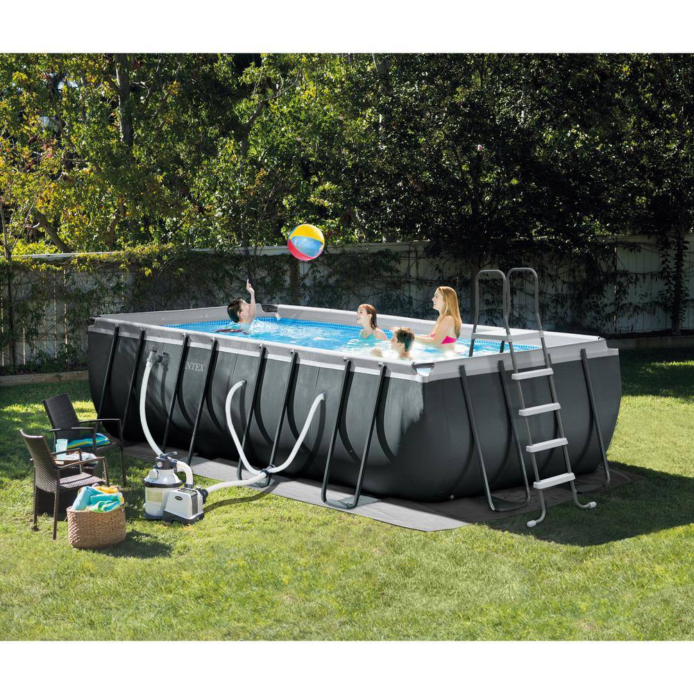 Intex Ultra 18 ft. x 9 ft. x 52 in. XTR Rectangular Frame Swimming Pool Set with Pump Filter 26355EH