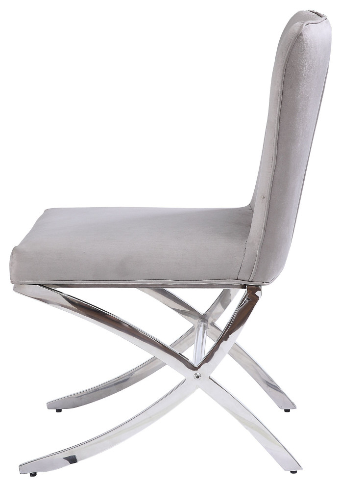 ACME Daire Side Chair  Set of 2  Velvet/Chrome   Contemporary   Dining Chairs   by HedgeApple  Houzz