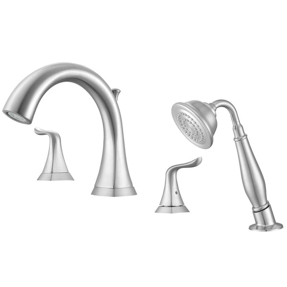 Ancona Scarlett Bathroom 2-Handle Roman Tub Faucet with Hand Shower in Brushed Nickel AN-4533