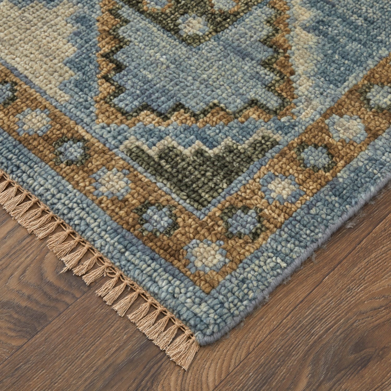 Foxboro Medallion Hand Knotted Blue / Green Rug