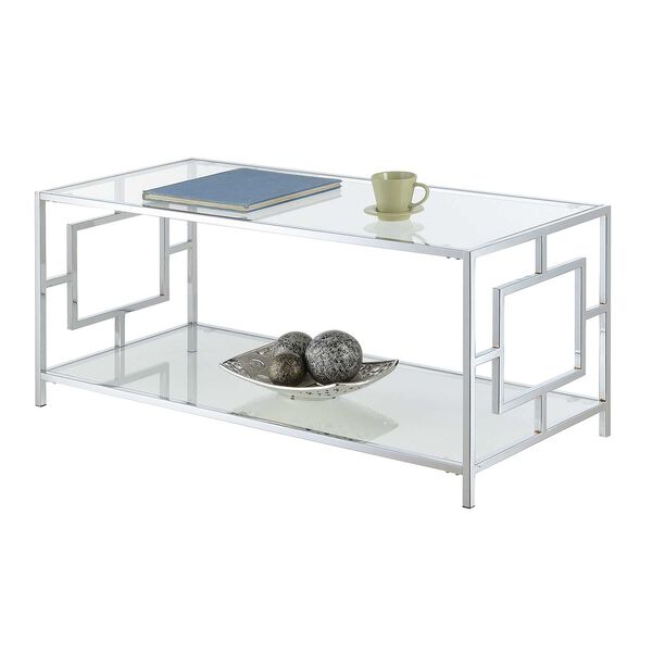 Town Square Glass and Chrome Coffee Table with Shelf