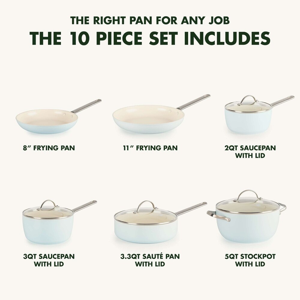 GreenPan Padova 10 piece Light blue Ceramic Non stick Cookware Set