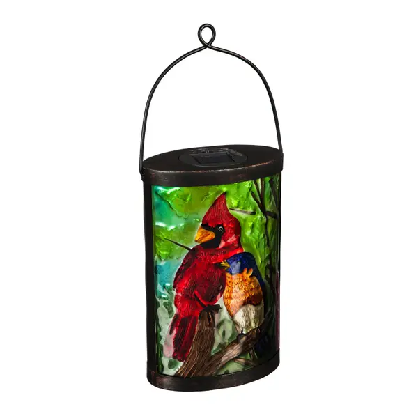 Evergreen Enterprises Cardinal and Blue Bird Solar Glass Lantern