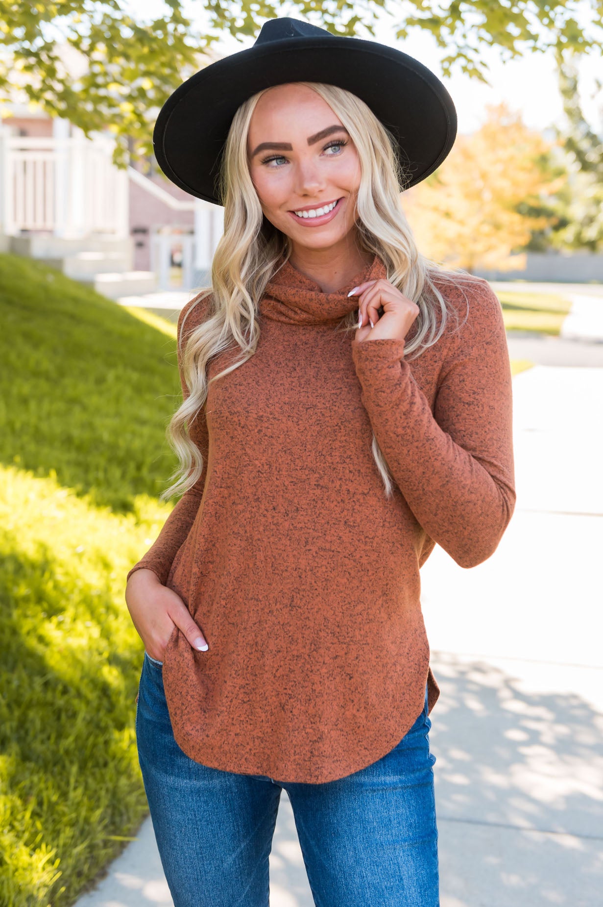 Loving Cozy Modest Cowl Neck Top