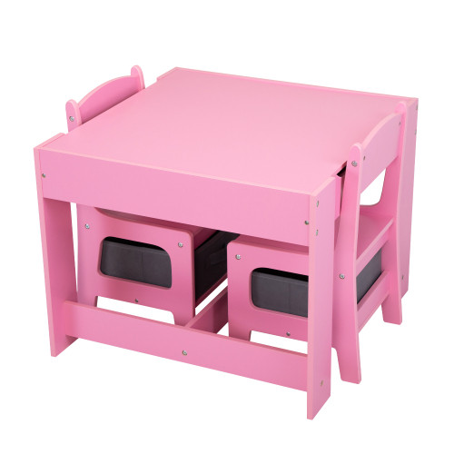 3 in 1 Kids Wood Table and 2 Chairs  Children Acti...