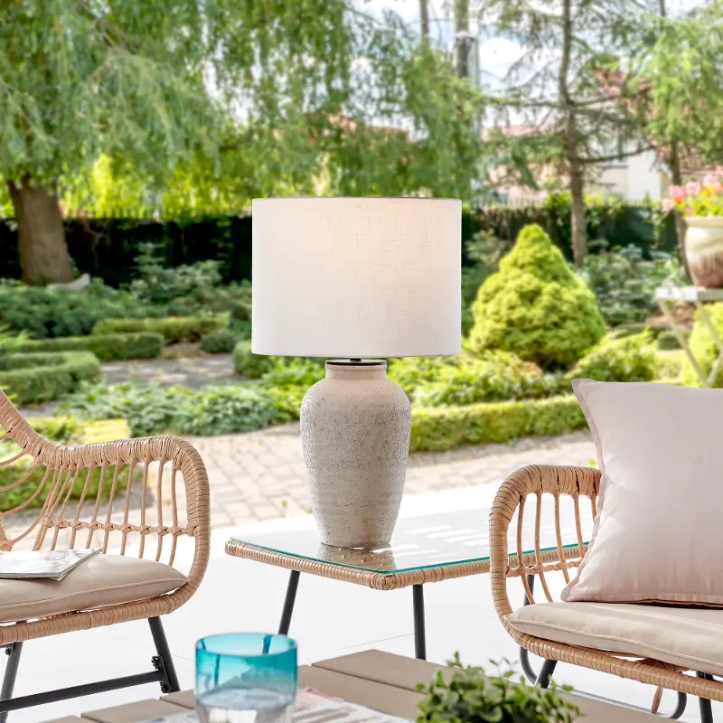 Cement Outdoor Cordless Table Lamp with Rechargeable Bulb