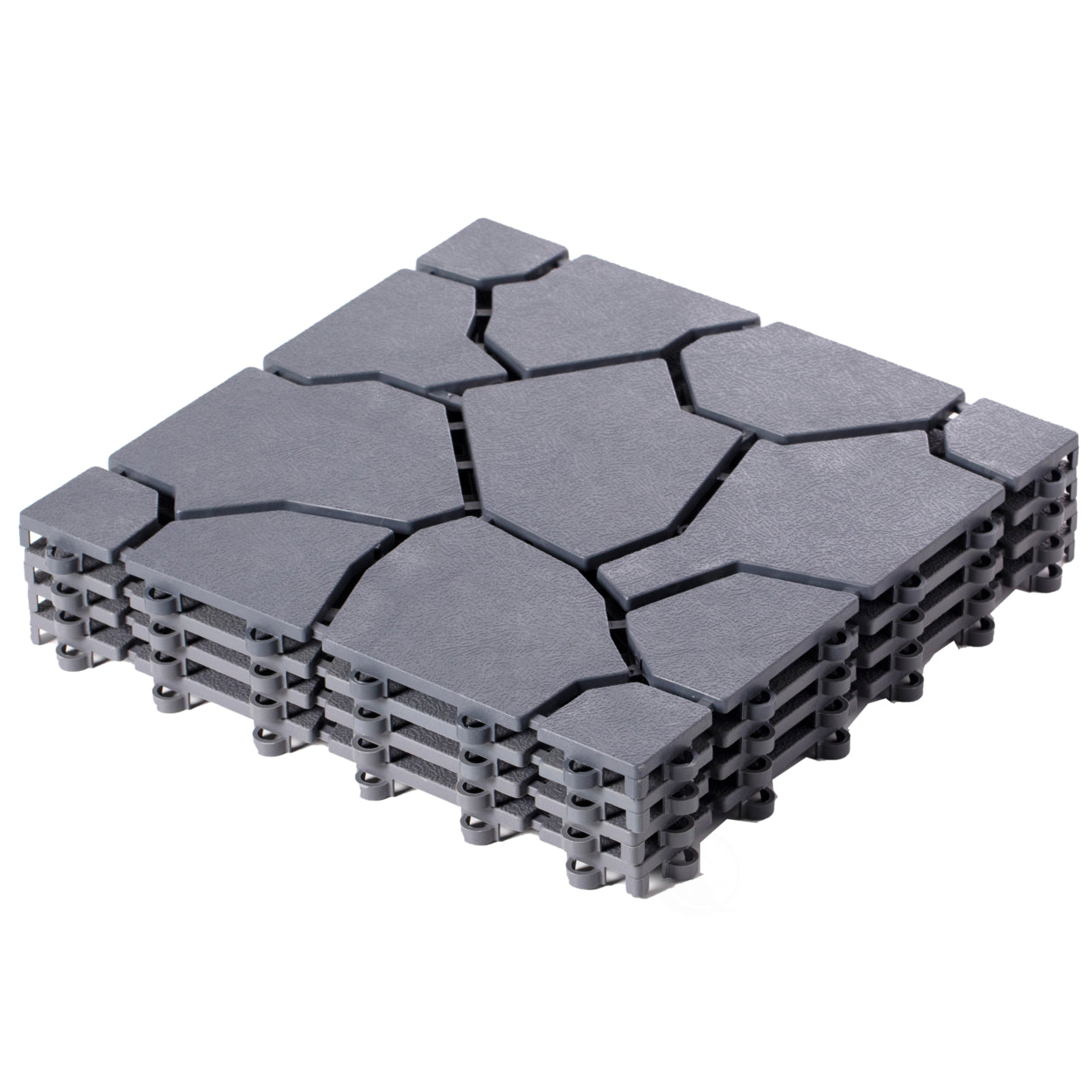 Gray Garden Path Track Interlocking Stone Look Design Pathway Tile Floor Paver， Pack of 4