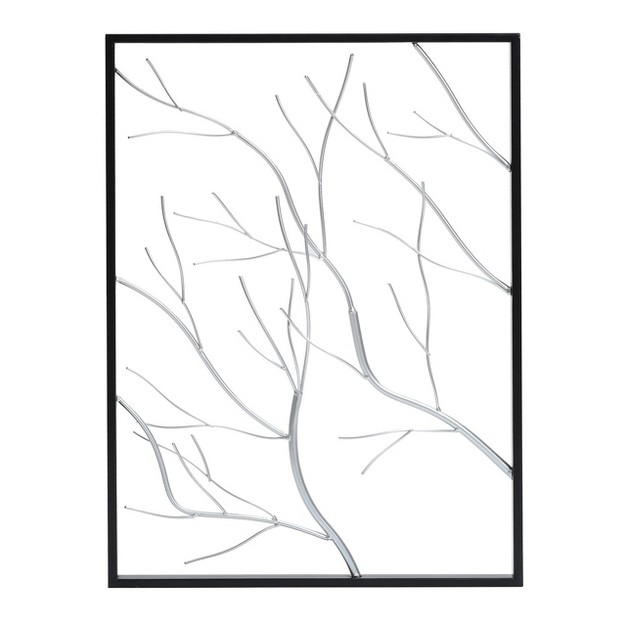 Luxenhome Set Of 2 Gold amp Silver Tree Branches Wall Decor Panels Multicolored