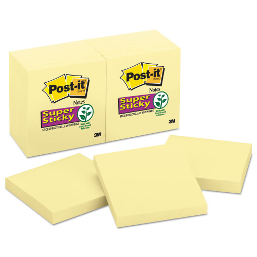 Post-it Canary Yellow Note Pads， 3 x 3， 90-Sheet， 12/Pack (65412SSCY)