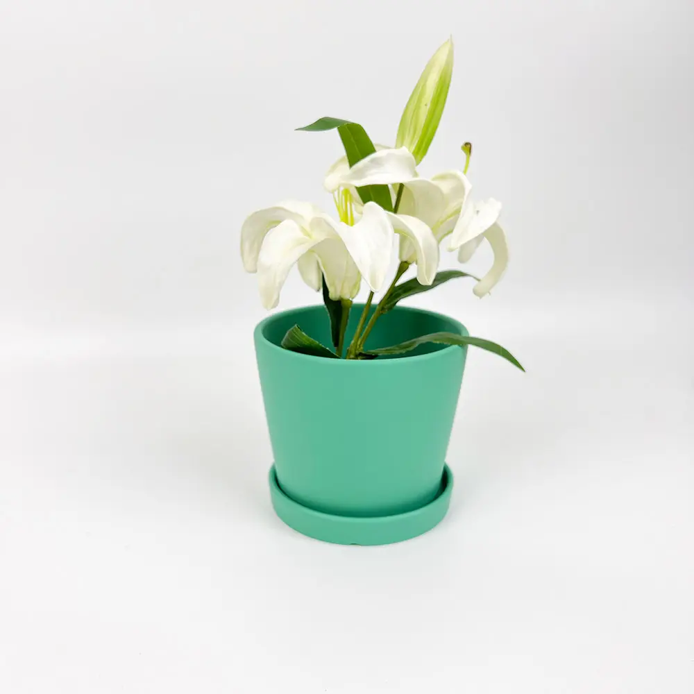 Wholesale Garden Home Decor Bluk Small Ceramic White Green Modern Flower Pots Planter Pots