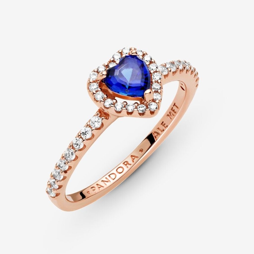 PANDORA  Sparkling Blue Elevated Heart Ring