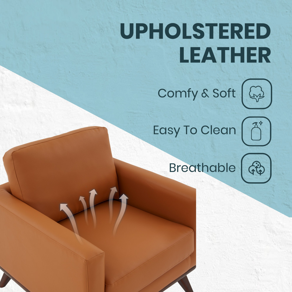 LeisureMod Chester Mid Century Modern Faux Leather Accent Arm Chair   Midcentury   Armchairs And Accent Chairs   by LeisureMod  Houzz