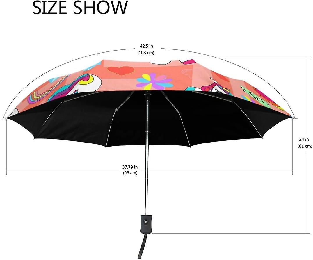 Travel Umbrella Automatic Windproof Foldable Umbrella Ute Colorful Unicorns