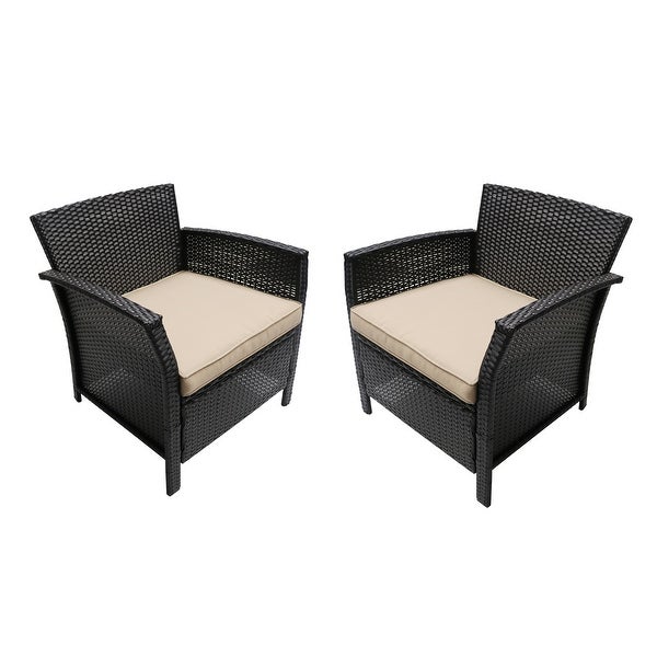 Wicker Club Chairs with Cushions， Set of 2， Gray， Silver - Overstock - 37846058