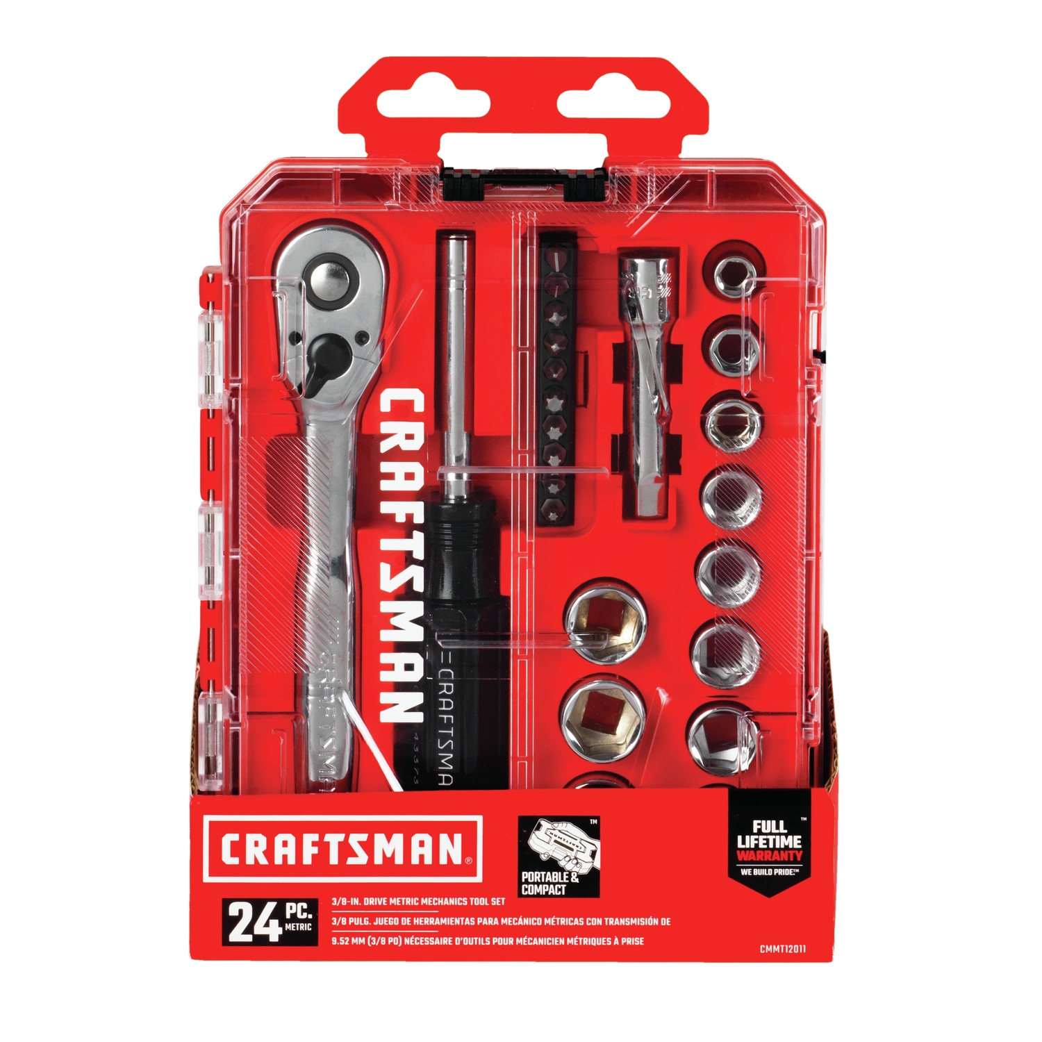 Craftsman 3/8 in. drive Metric 6 Point Nano Mechanic\u0027s Tool Set 24 pc