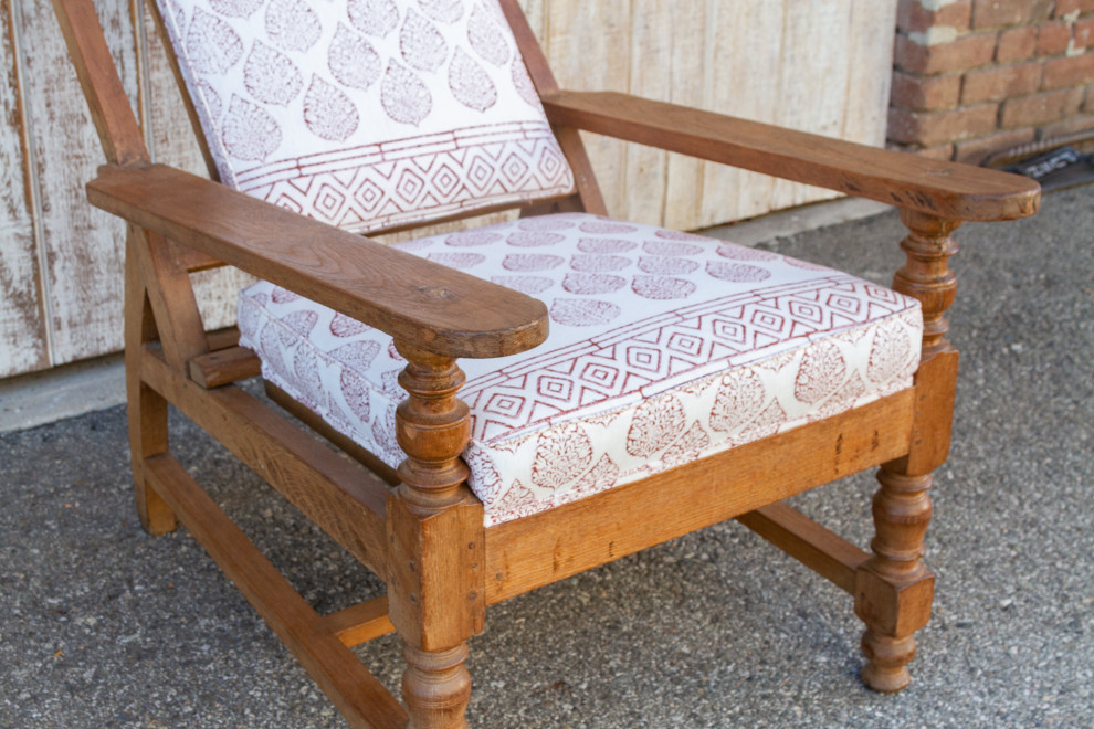 Antique Block Printed Teak Plantation Chair   Traditional   Armchairs And Accent Chairs   by De cor  Houzz