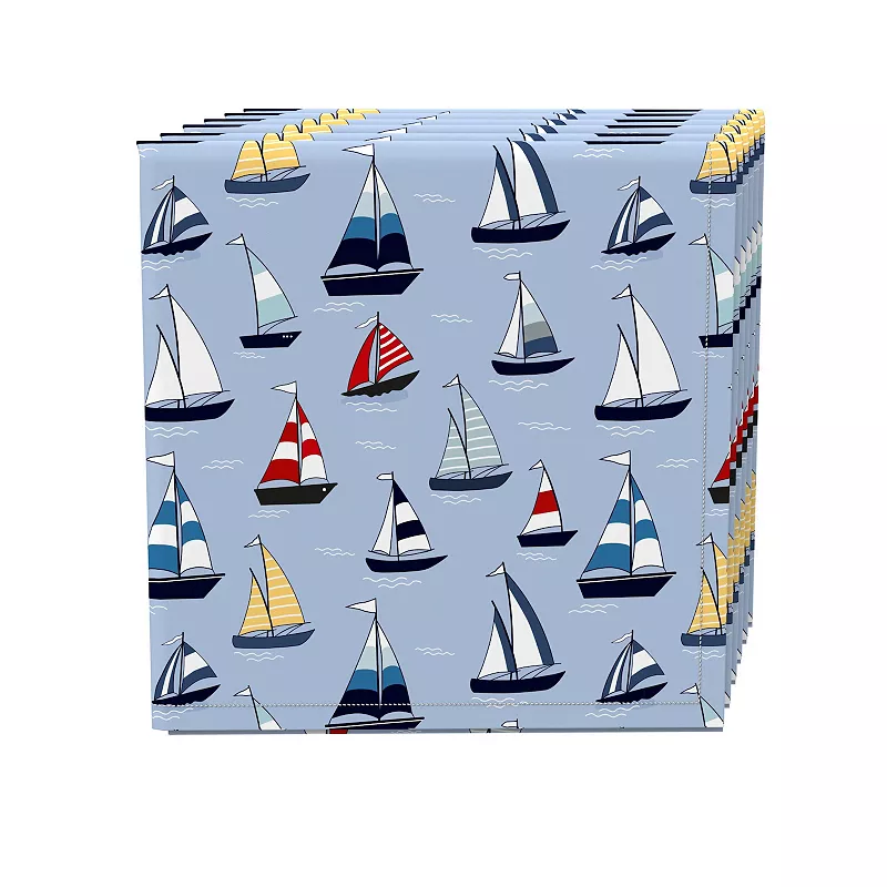 Napkin Set of 4， 100% Cotton， 20x20， Marine Sailboats