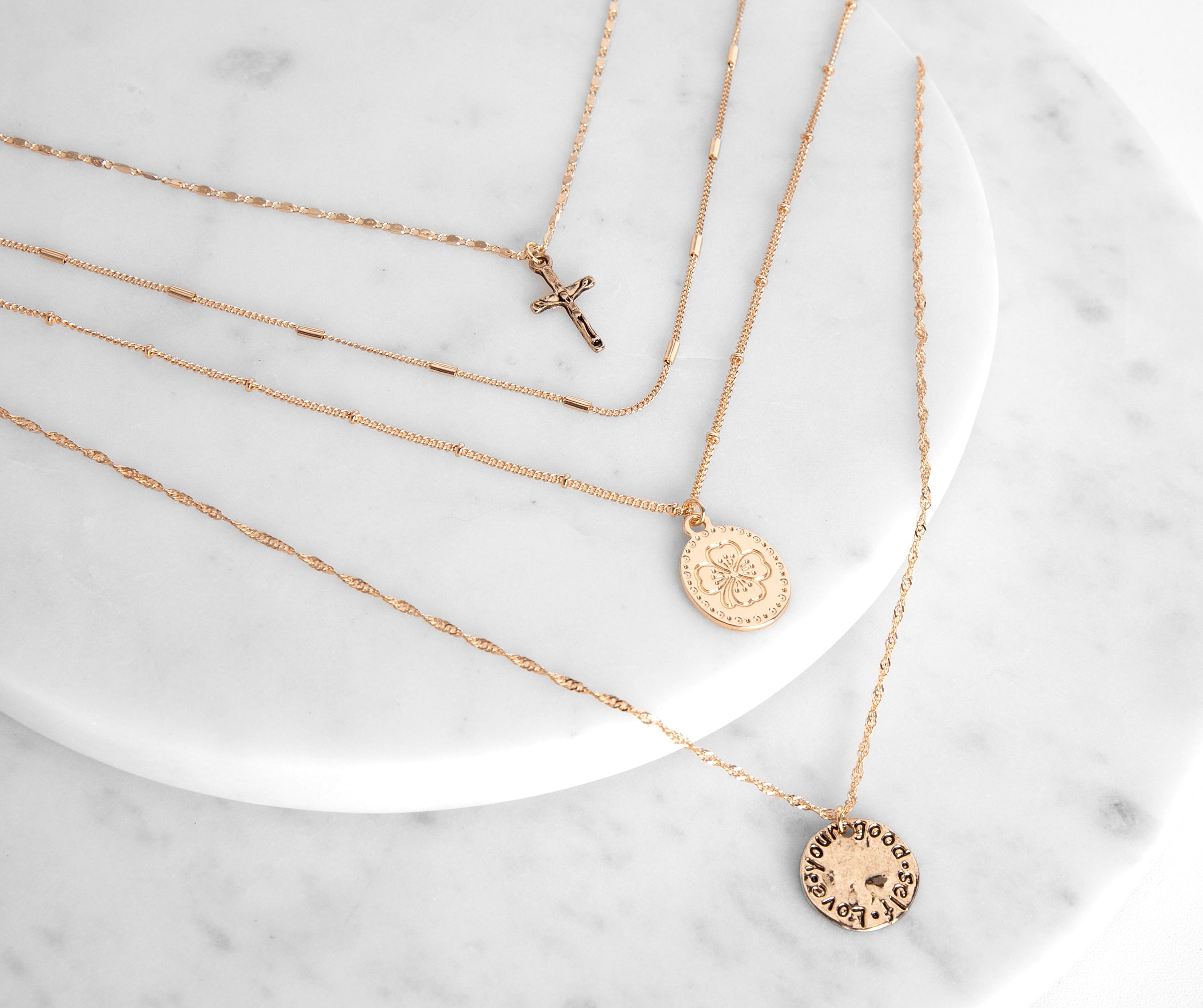 Cross And Coin Pendant Necklace