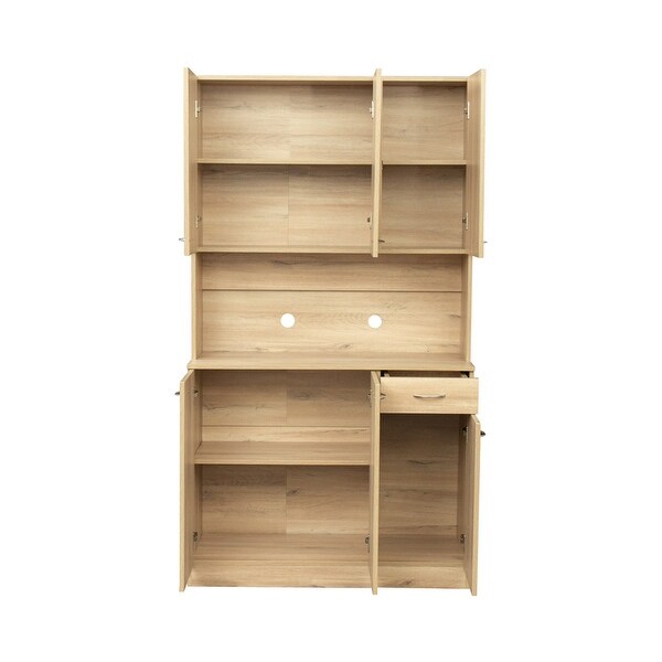 Wood Open Wardrobe with 1 Drawers， Large Storage Space - - 37938205