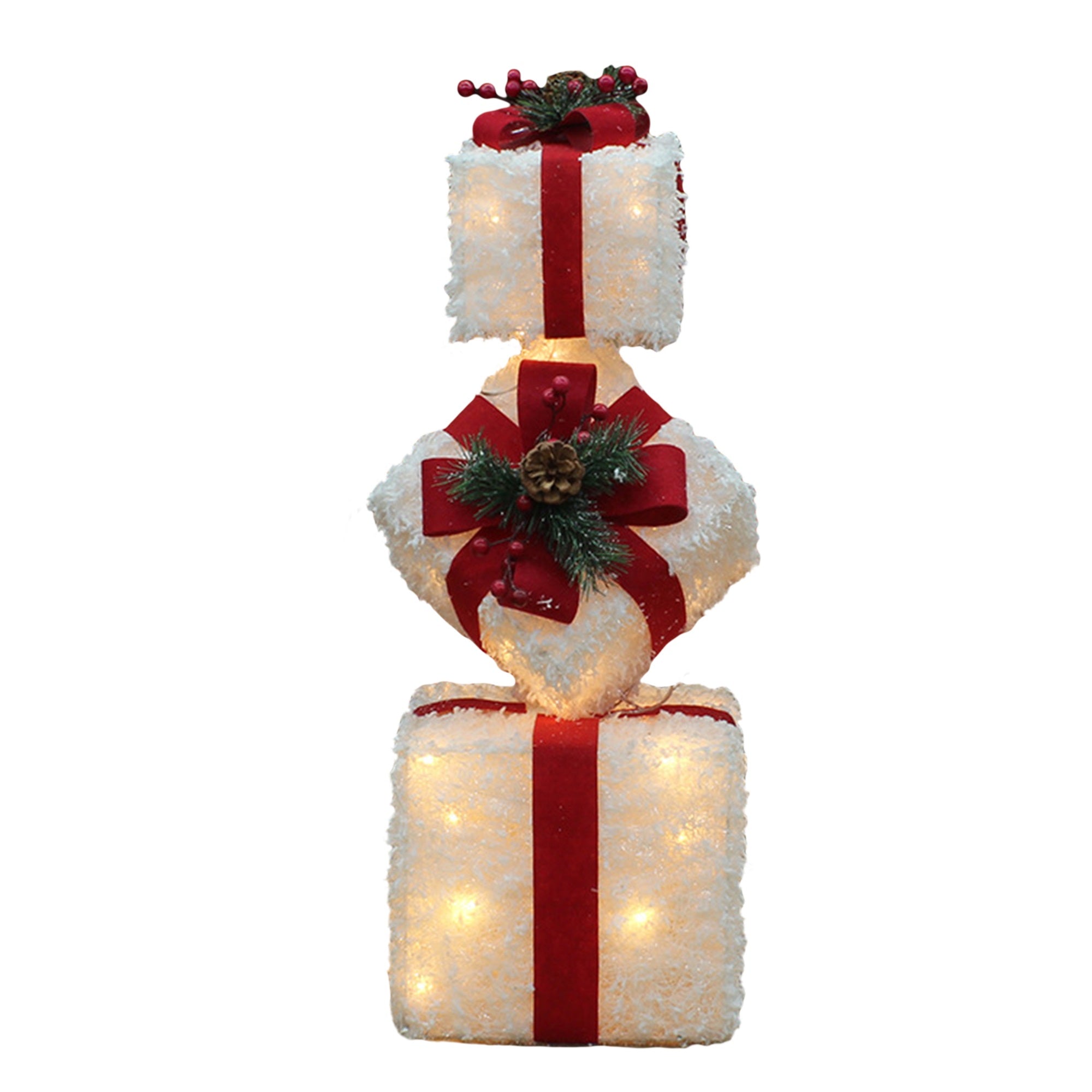 3pcs Christmas Lighted Gift Boxes Battery Powered Home Holiday Art Decor for Indoor Outdoor