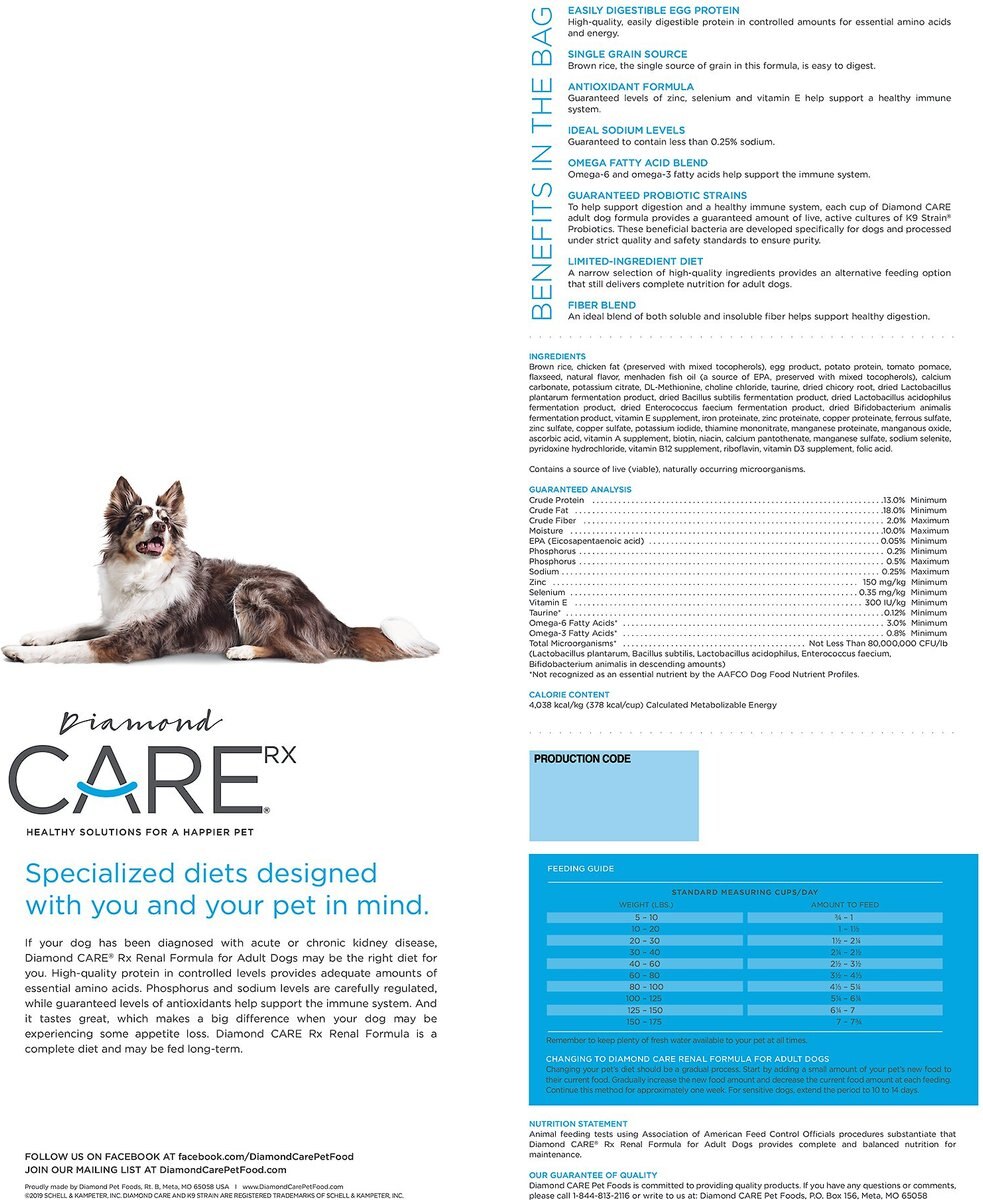 Diamond Care RX Renal Formula Adult Dry Dog Food