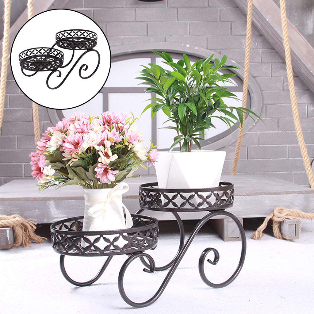 Flower Pot Stand Durable Double Layer Plant Pot Holder Plant Rack Holder for Garden Balcony Courtyard Bronze