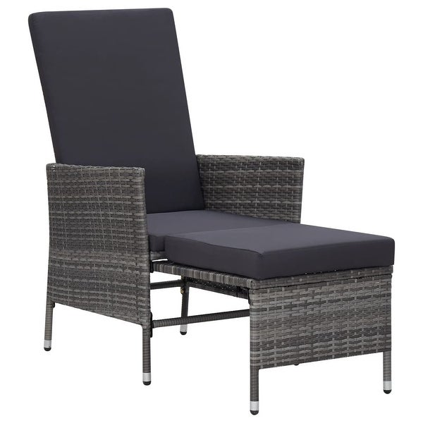 3 Piece Patio Lounge Set with Cushions Poly Rattan Gray - Overstock - 36225889