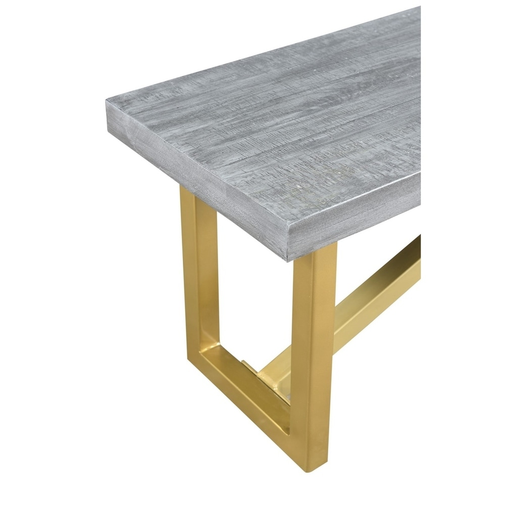 Raven Mango Wood Dining Bench with Gold legs