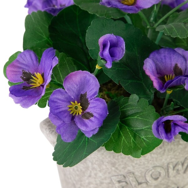 7 Purple Pansy Artificial Floral Arrangement inFlowers and Garden Pot