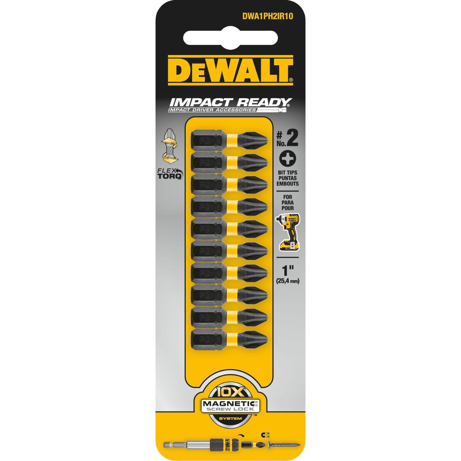 DW FlexTorq Phillips #2 X 1 in. L Insert Bit Steel 10 pc