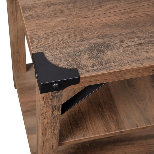 3-Tier Side Table with Metal Side Braces and Corner Caps