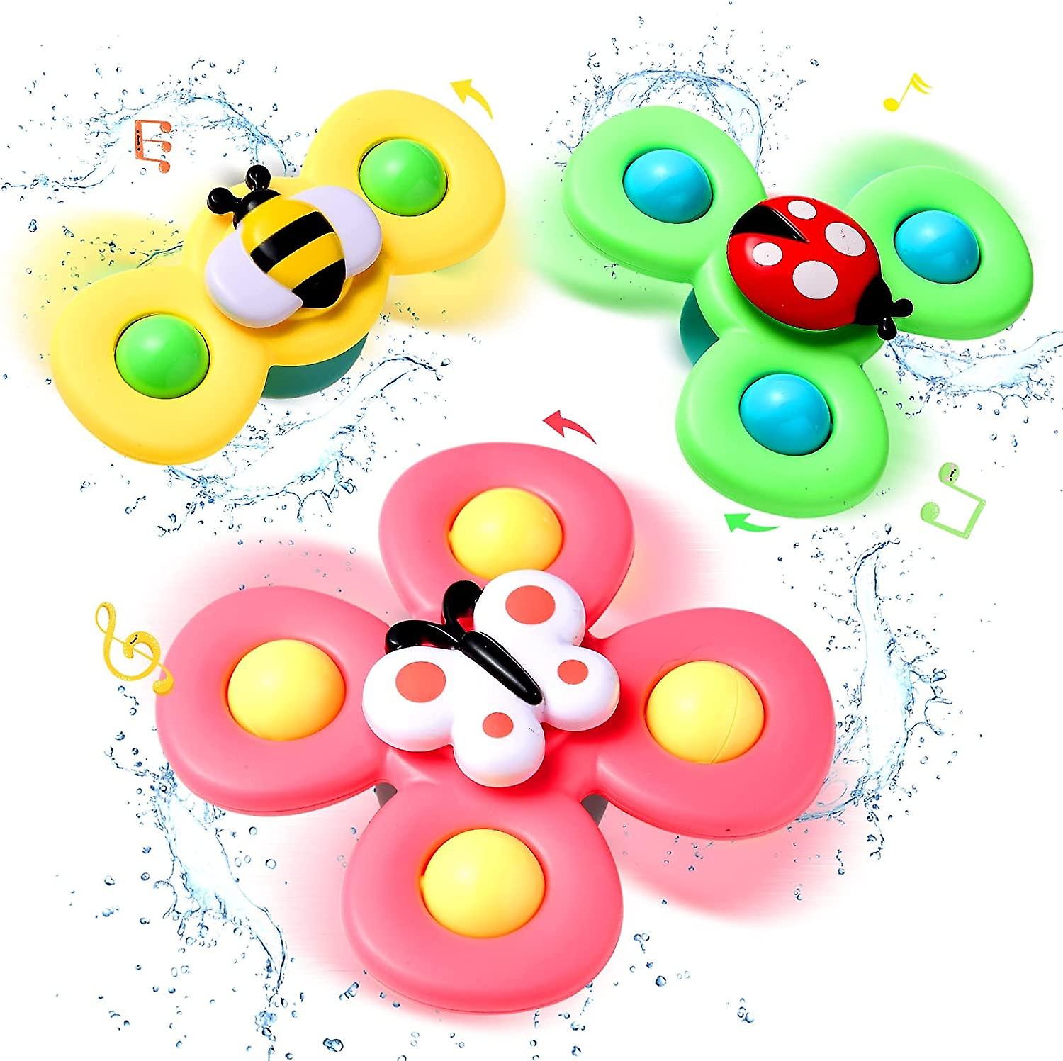 3 Pcs Suction Cup Spinner Toys， Baby Fidget Spinner Toy， Spinning Toys For Toddlers 1-3， Sensory Toys Early Education Toys Bathtub Toy Dining Chairs T