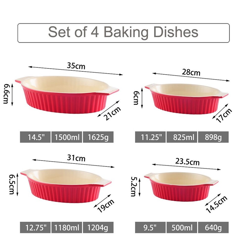 MALACASA  Series Bake.Bake  Ceramic Oval Baking Dish Bakeware Set