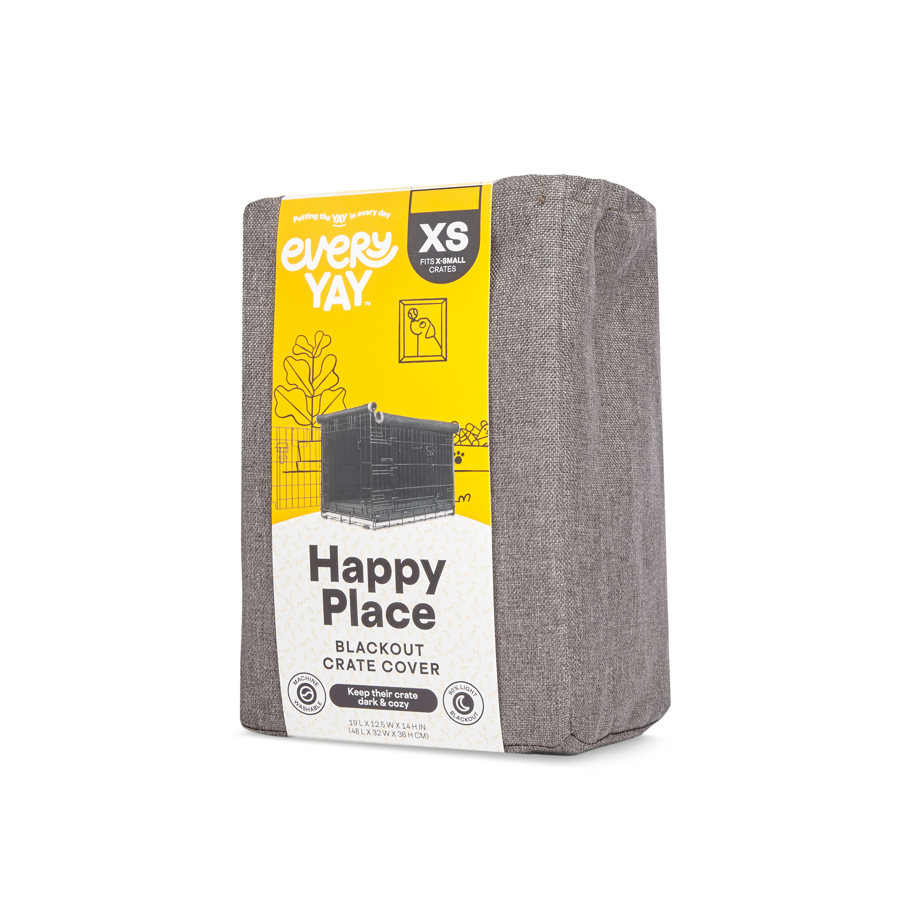 EveryYay Happy Place Grey Blackout Dog Crate Cover， 19