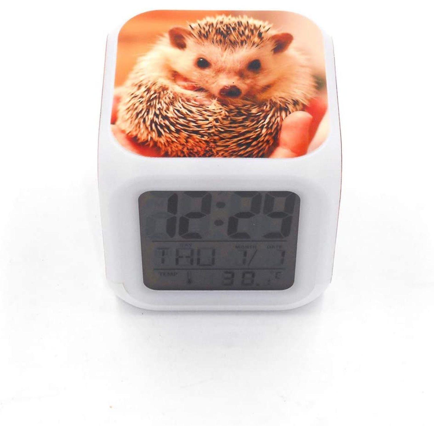 3desk and Shelf Clock Hedgehog Pet Digital Alarm Clock With Led Lights Yellow Table Clock For Kids Teenagers Adults Home/office Decor