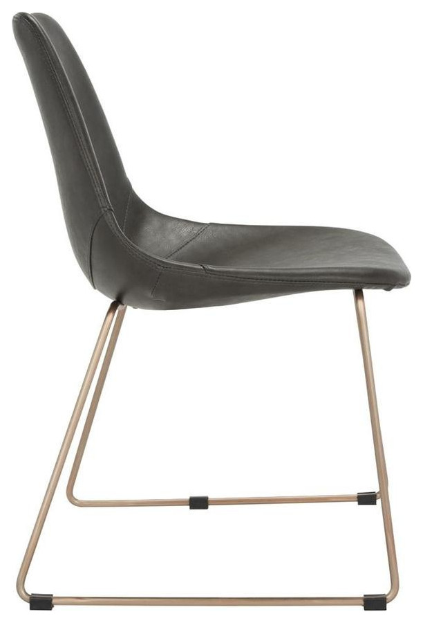 Ginger Midcentury Modern Leather Dining Chair Set of 2 Grey / Copper   Modern   Dining Chairs   by Virgil Stanis Design  Houzz