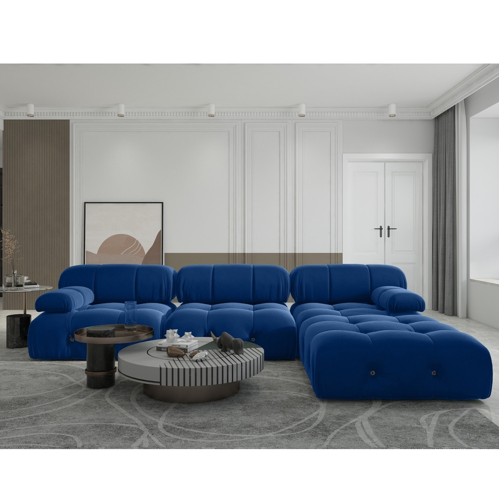 Modern Velvet Upholstered Large Modular Sectional Sofa