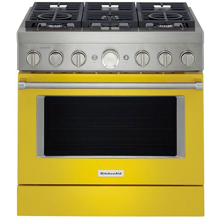 KitchenAid 36-inch Freestanding Gas Range with Even-Heat? True Convection KFGC506JYP