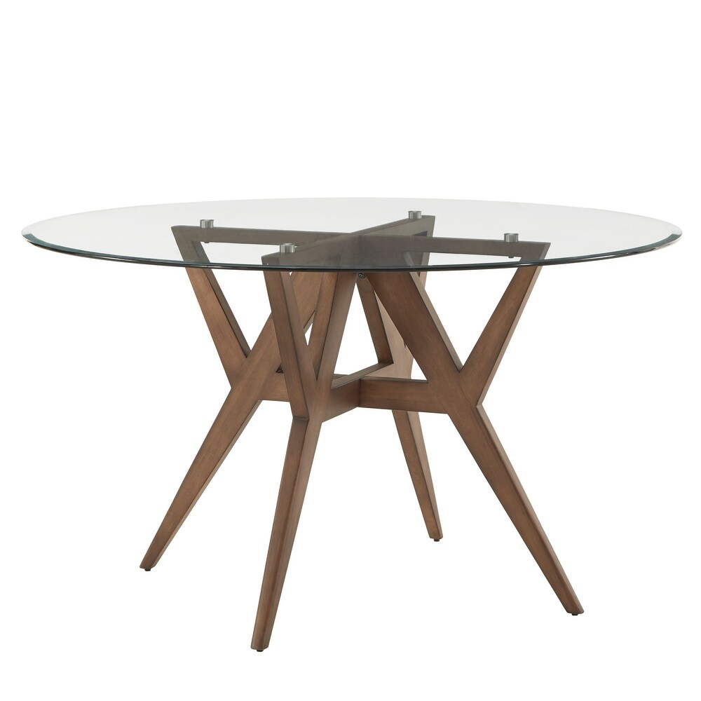 Sheeba Round Mid Century Modern Walnut 5 piece Dining Set by iNSPIRE Q Modern