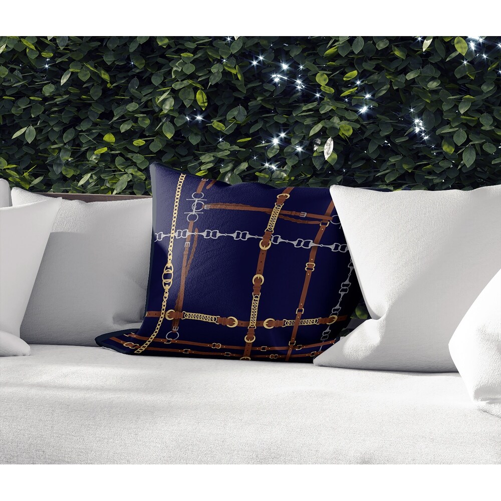 BRIDAL   BITS PLAID NAVY IndoorOutdoor Pillow by Kavka Designs