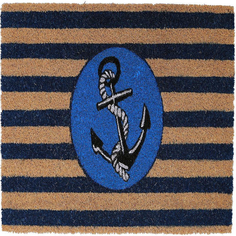 30 Brown  Blue  and Black Anchor Rectangular Handwoven Mat