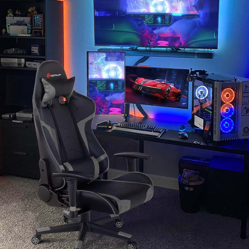 Ergonomic Swivel Massage Gaming Chair Recliner, E-Sport Gamer Racing Chair, Computer Office Chair with Headrest & Lumbar Support