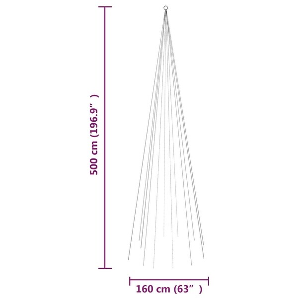 vidaXL Christmas Tree on Flagpole Warm White 500/732/1134/1400/3000 LEDs 10/16/26 ft