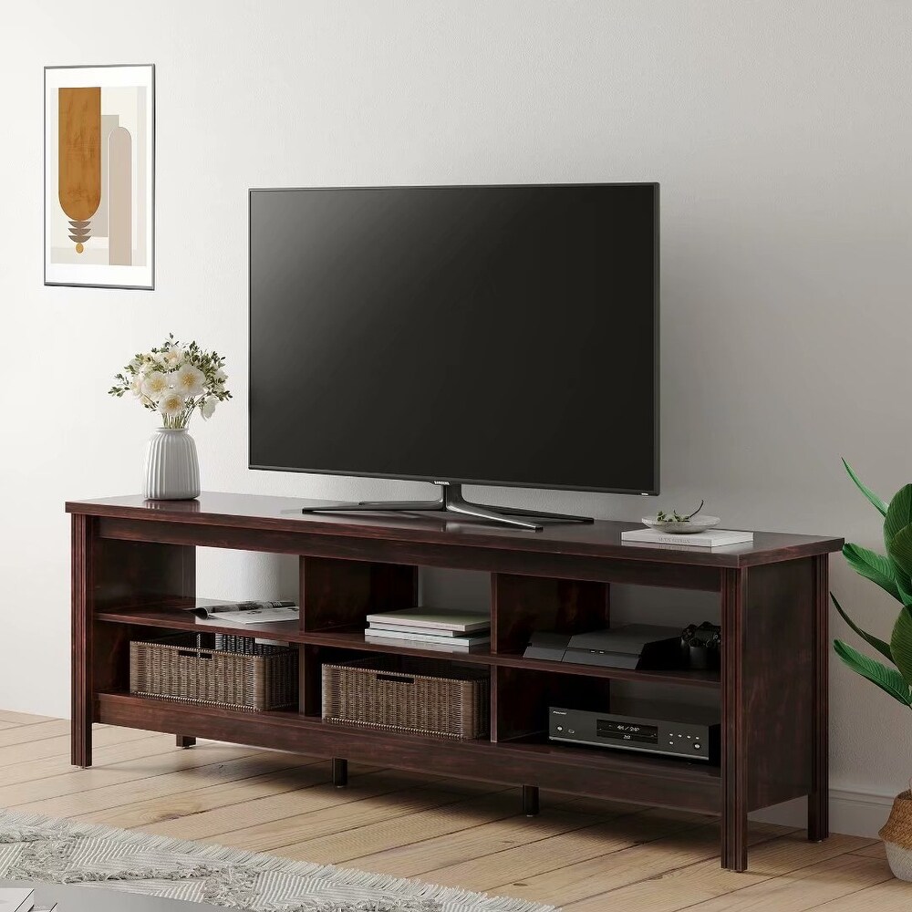 Farmhouse TV Stand with Open Shelving