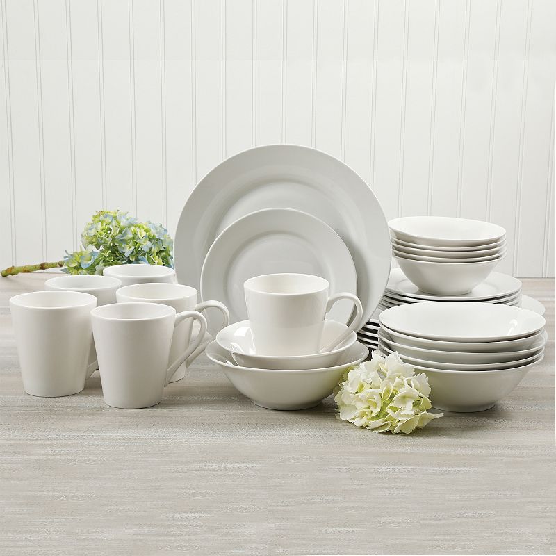 Gibson Everyday Noble Court 30 Piece Ceramic Dinnerware Set in White