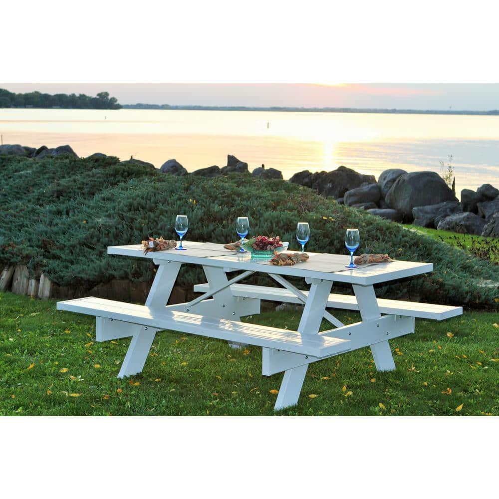 DuraTrel 6 ft White Vinyl Patio Picnic Table