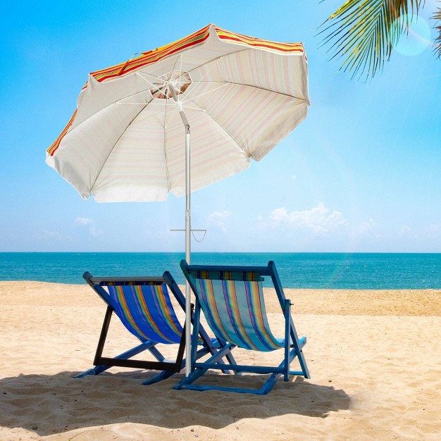 6 5 x27 X 6 5 x27 Portable Sunshade Beach Umbrellas With Tilt Aluminum Pole And Carrying Bag Orange Wellfor