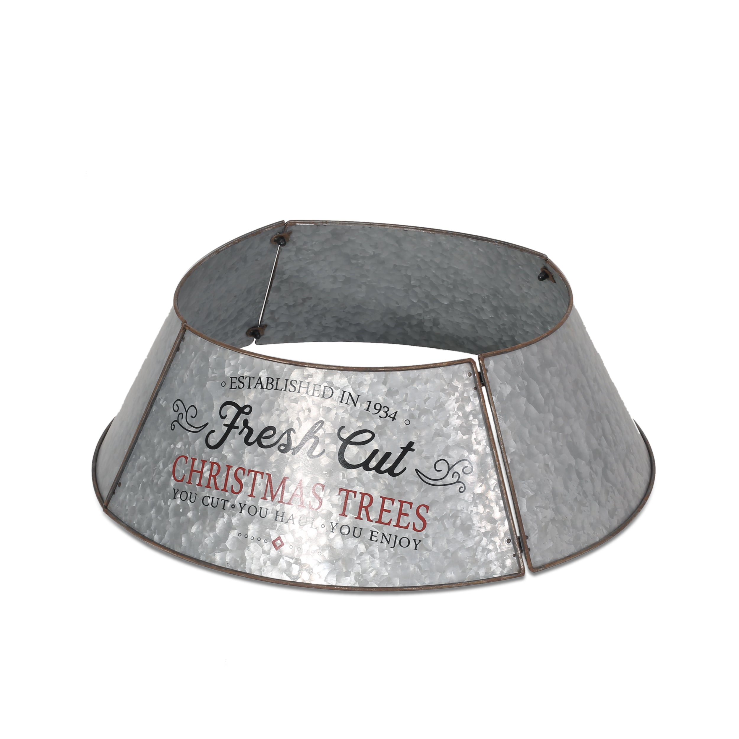 Farrarville Metal Christmas Tree Collar, Antique Silver