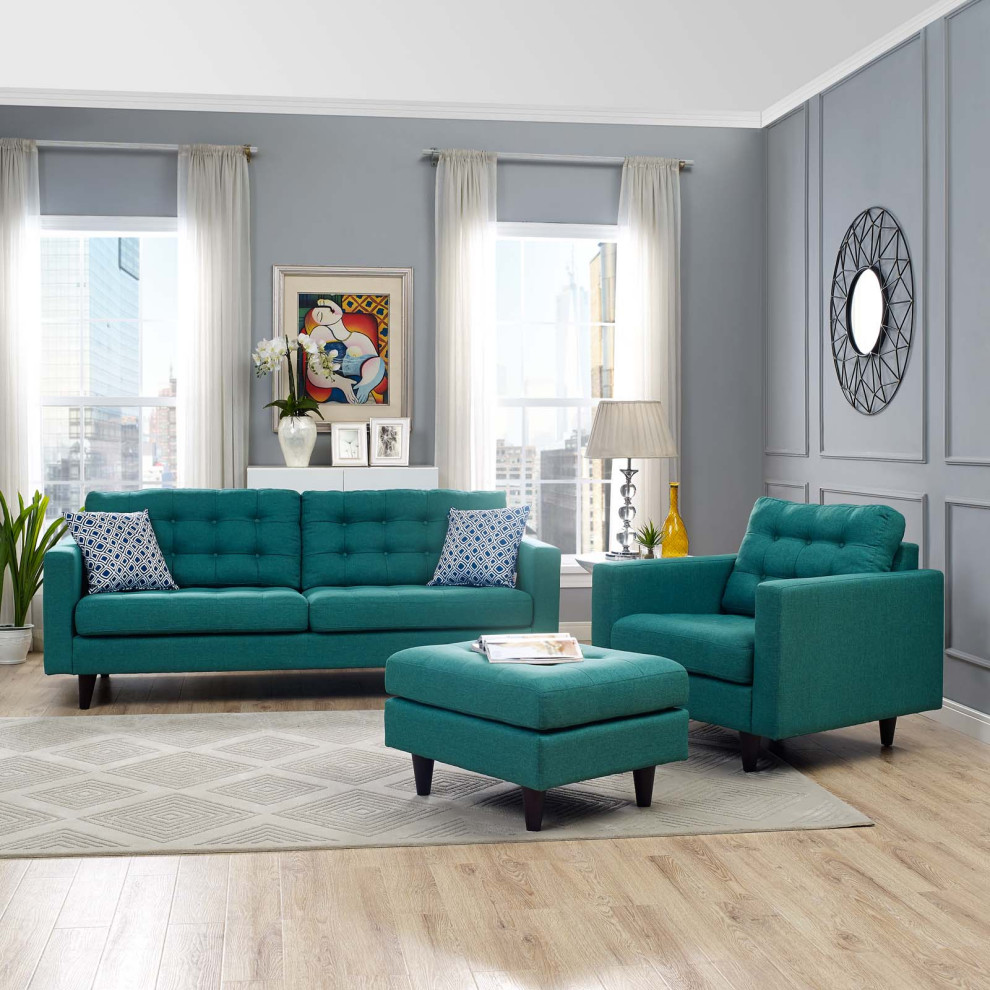 2 Piece Empress Armchair and Sofa Set  Upholstered Fabric   Midcentury   Sofas   by PARMA HOME  Houzz